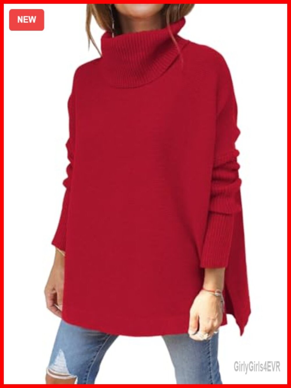 Oversized Turtleneck Sweater Women Viscose Knit Pullover Fall Winter
